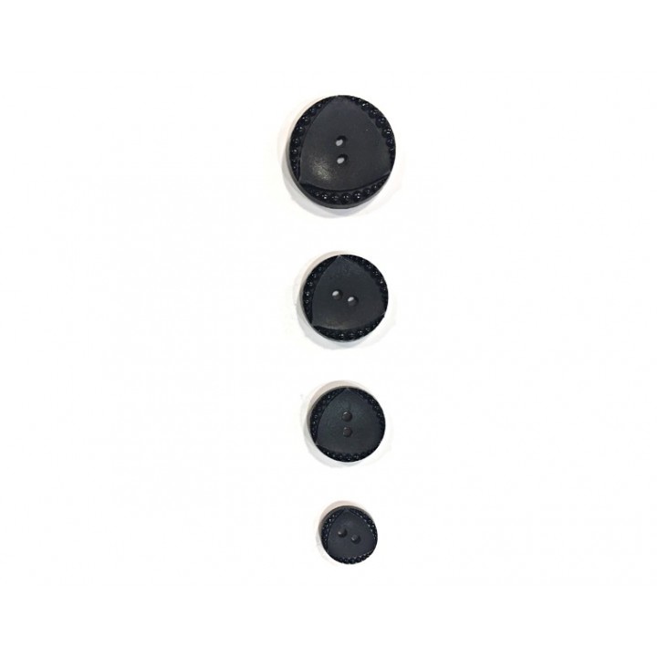 Bouton fantaisie noir  15 mm, 18 mm, 22 mm, 27 mm. - spirale et triangle  - 1