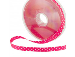 Ruban coloré pois blanc - 10mm