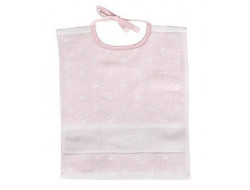 Bavoir à pois rose à broder - RICO