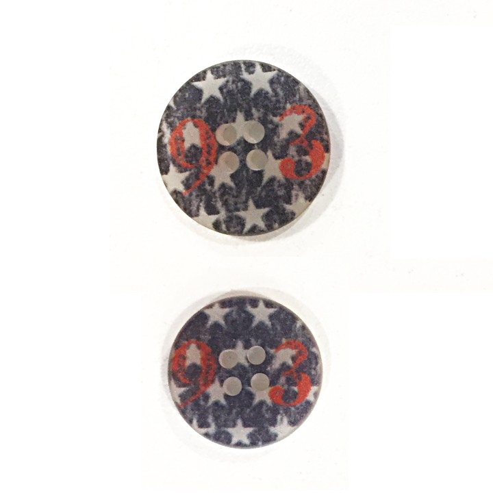 Boutons fantaisie - Numéro & étoiles 15 et 18 mm  - 1