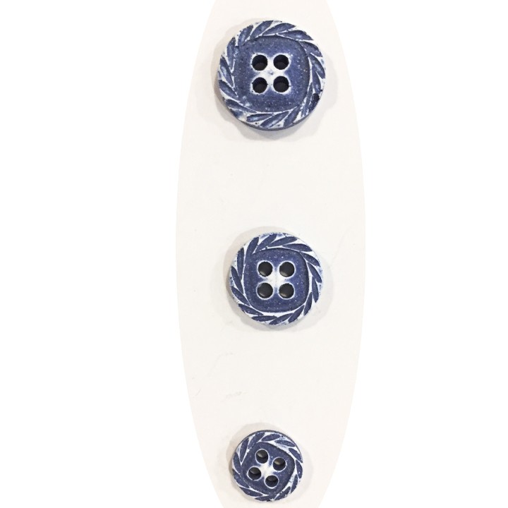 Bouton fantaisie spirale - bleu 9, 11 et 13 mm  - 1