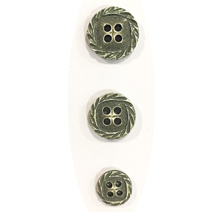 Bouton fantaisie spirale - Vert 9, 11 et 13 mm  - 1