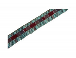 Ruban laitonné  turquoise impression brique