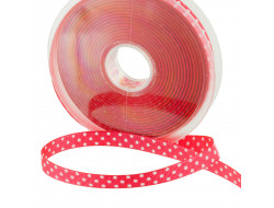 Ruban rose pois blanc - 10mm