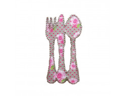 Écusson thermocollant couverts -  fleurs roses