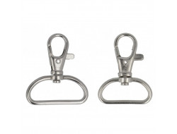 Mousqueton métal argent - 25 ou 30 mm
