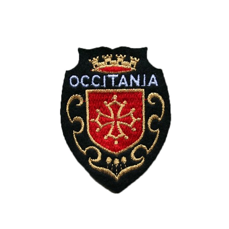 Patch ecusson termocollant bord brode drapeau imprime occitanie croix 
