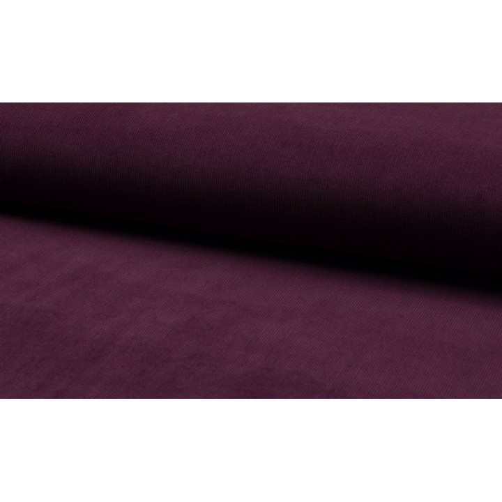 Tissu velours milleraies aubergine  - 1