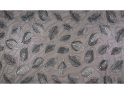 Tissu voile feuilles brodées