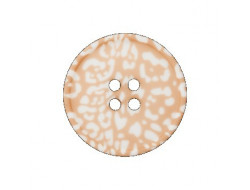 Boutons fleurs blanches sur fond beige 18 mm  - 1