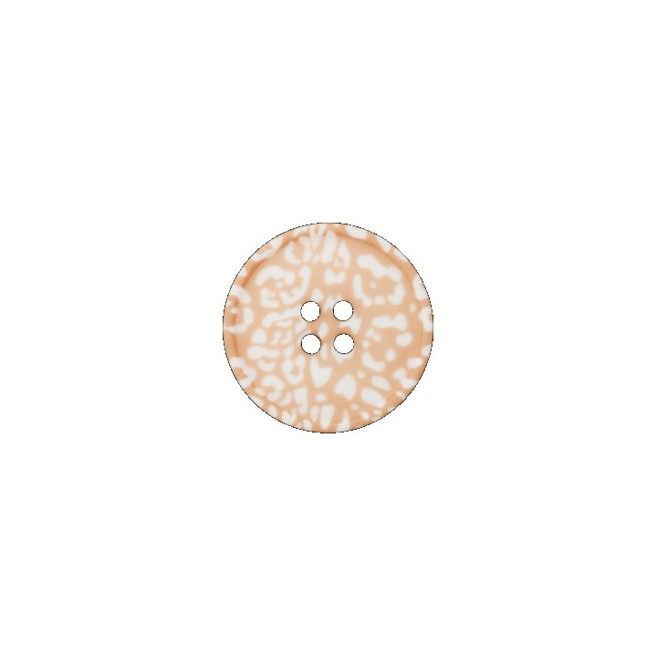 Boutons fleurs blanches sur fond beige 18 mm  - 1