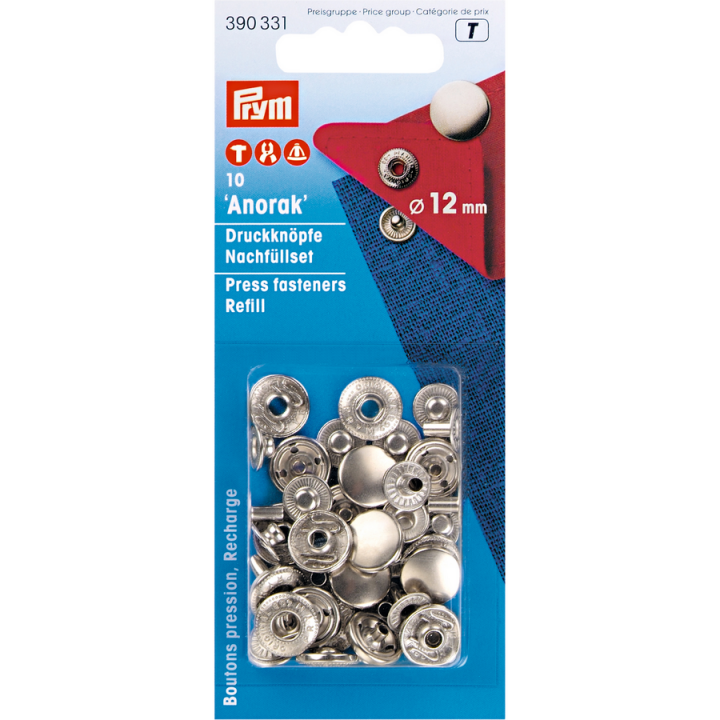 Boutons pression Anorak argent 12 mm Prym  - 1