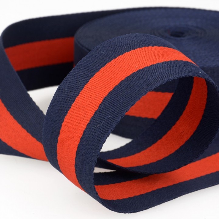 Galon stripes bleu - 40 mm  - 1