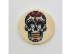 Bouton tête de mort Mexicaine sur fond beige  - 1