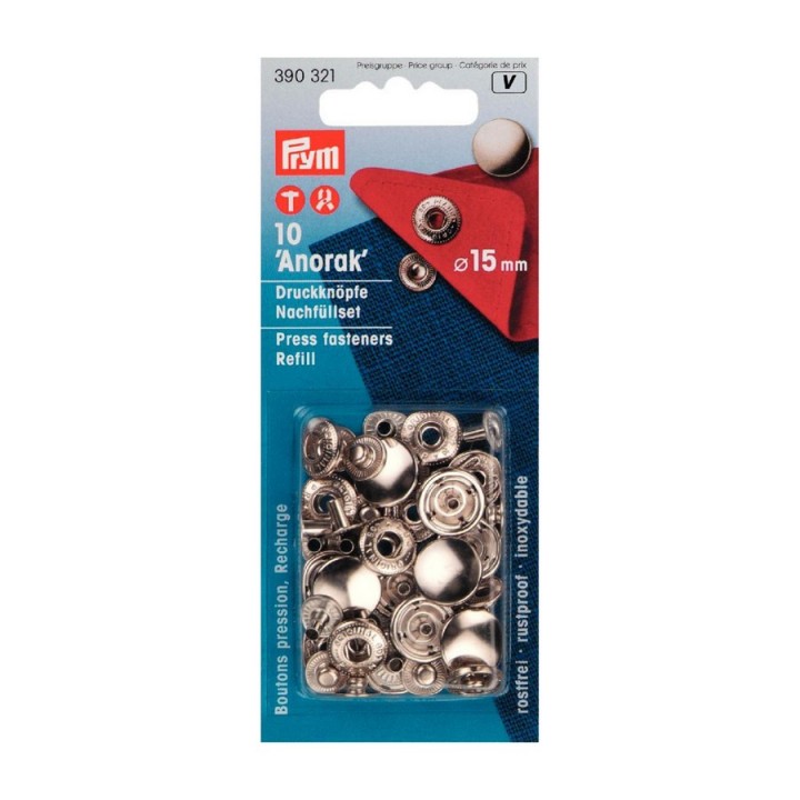 Boutons pression Anorak argent 15 mm Prym  - 2