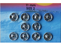 Boutons pression à coudre argent de 7 à 15 mm
