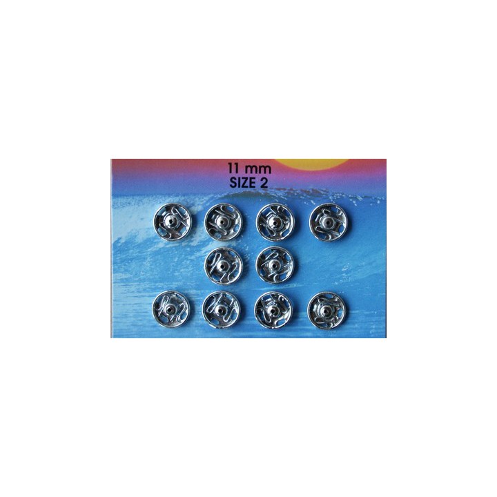 Boutons pression à coudre argent de 7 à 15 mm  - 1