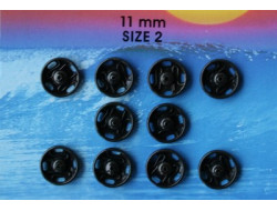 Boutons pression à coudre noires de 7 à 15 mm