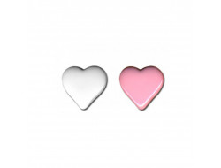 Bouton cœur blanc ou rose 16 mm