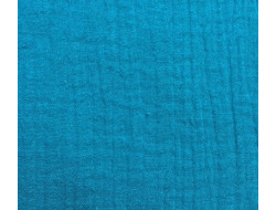 Tissu double gaze bleu canard  - 1