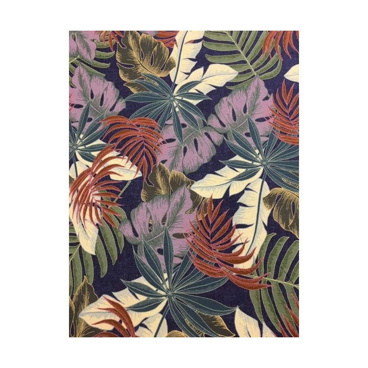 Tissu jersey feuilles de palmier  - 1