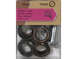 Œillets avec rondelles 15 mm - Bronze