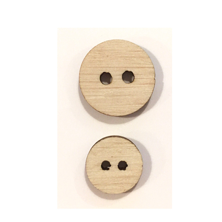 Boutons en bois naturel - 2 tailles  - 2