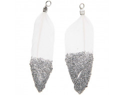 2 Plumes blanches argent