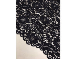 Tissu dentelle guipure viscose coton Marine  - 1