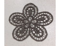 Écusson thermocollant fleur grise