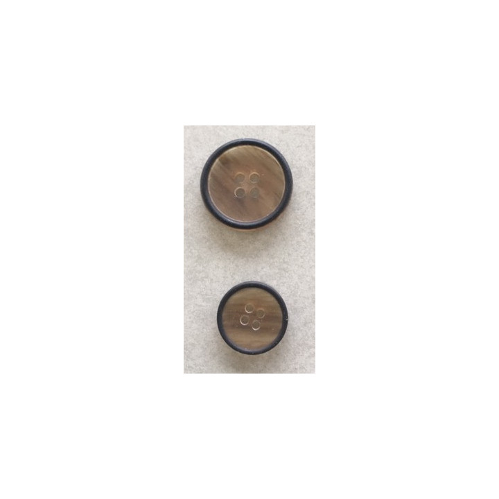 Bouton classique brun 15 et 20 mm  - 1