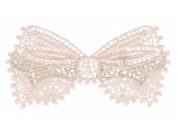 Ecusson thermocollant noeud dentelle rose