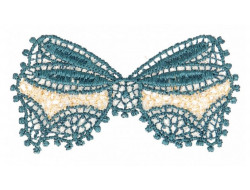 Ecusson thermocollant noeud dentelle bleu