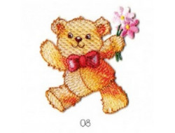 Ecusson thermocollant Ourson avec ses fleurs