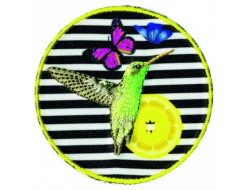 Écusson thermocollant oiseau fond zèbre