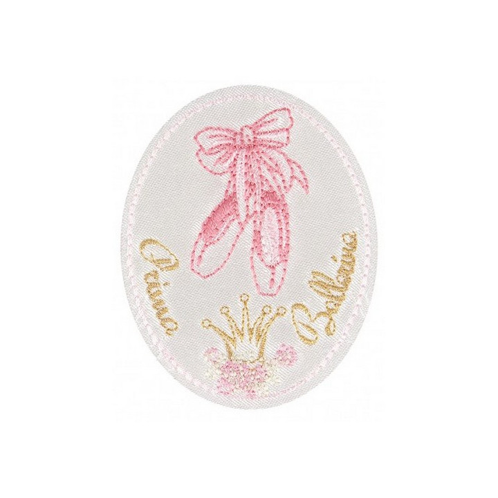 Ecusson thermocollant médaillon ballerines roses  - 1