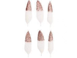 Plumes blanches et or rose