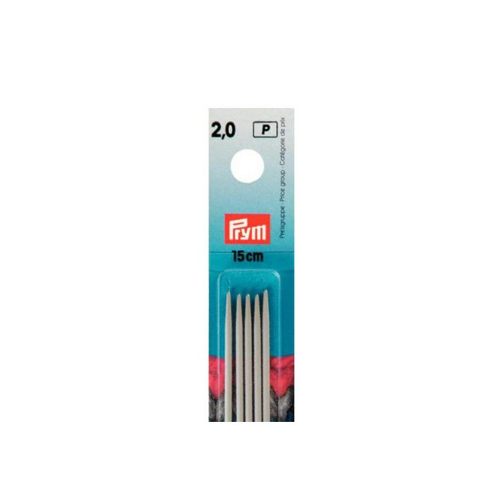 Aiguilles à tricoter15 cm 2 mm double pointes aluminium- Prym  - 1