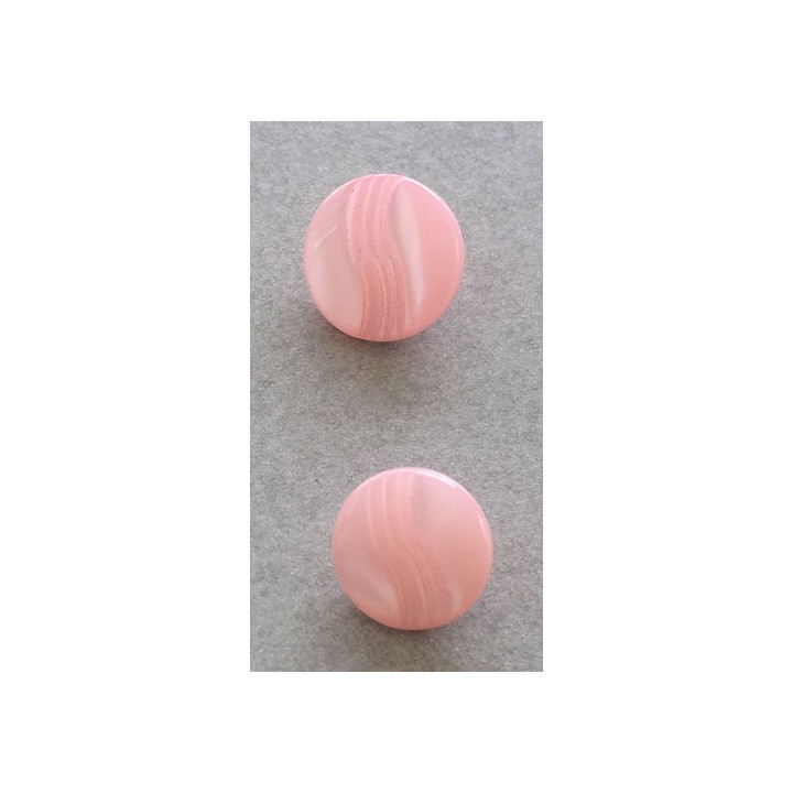 Bouton rose strié  11 et  12 mm  - 1