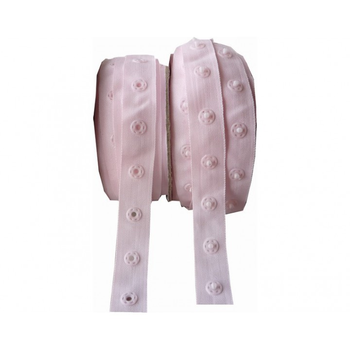 Boutons pression sur bande rose  - 1