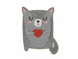 Écusson thermocollant - Chat et son coeur  - 1