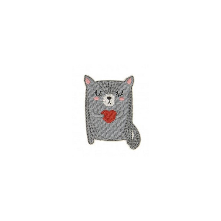 Écusson thermocollant - Chat et son coeur  - 1