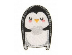 Écusson thermocollant - Pingouin et ses coeurs