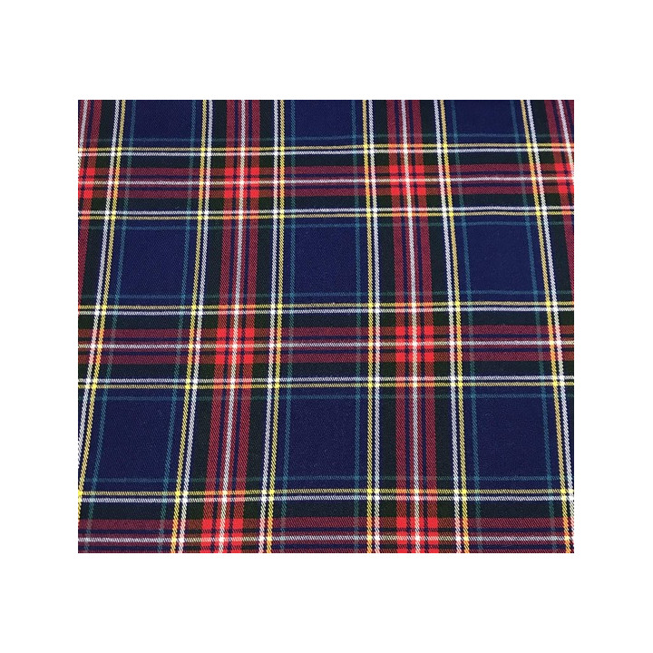 Tissu tartan bleu roi  - 1