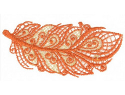 Écusson thermocollant plume dentelle orange