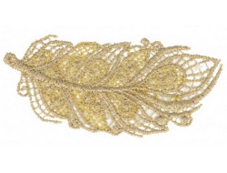 Écusson thermocollant plume dentelle beige