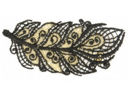 Écusson thermocollant plume dentelle noir