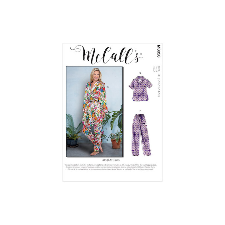 Robe de chambre, ceinture, hauts, short et pantalon femme - Mc Call's M8056  - 1