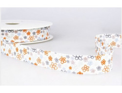 Biais imprimé fleuri bleu et orange