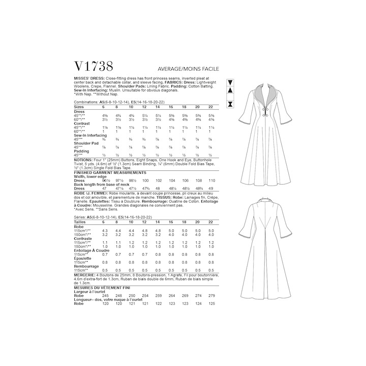 Patron Robe femme - Vogue 1738  - 3